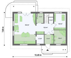 Мансардный коттедж с оригинальным дизайном