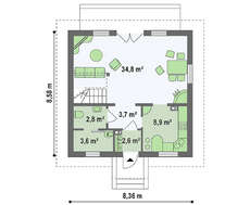 Уютный проект мансардного коттеджа