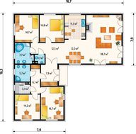 Загородный особняк с площадью 170 m² в форме буквы Г