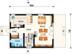 Проект просторного дома дачного типа с мансардой
