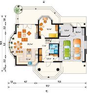 Проект коттеджа с мансардой и полукруглым балконом