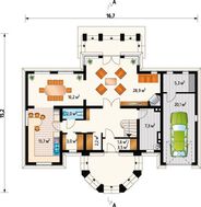 Оригинальный проект коттеджа с крыльцом в виде башни