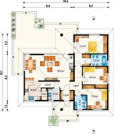 Оригинальный 1 этажный коттедж Т-образной формы