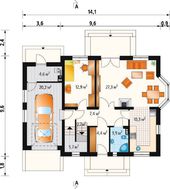 Интересный проект мансардного дома с частично кирпичным фасадом