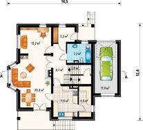 Изящный жилой дом с гаражом и просторной кухней