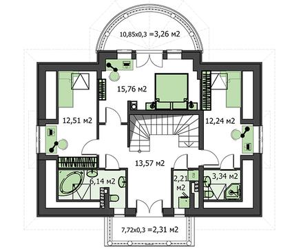 Помпезное строение с полукруглой гостиной