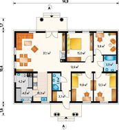 Уютный загородный дом с четырехскатной кровлей