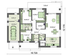 Симпатичный 1-этажный коттедж с гаражом