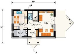Небольшой коттедж с террасой и балконом