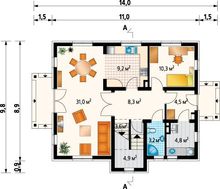 Элегантный проект коттеджа с мансардой более 150 m²