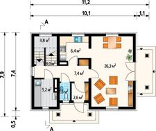 Проект коттеджа с красивым балкончиком