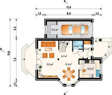 Проект особняка с эркером и гаражом