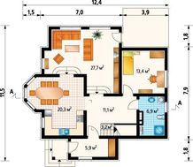 Дом в два этажа с эркером и открытой террасой
