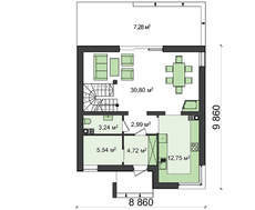 Компактный дом с оригинальным фасадом