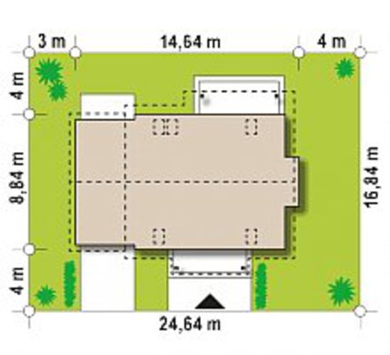 Проект симпатичного одноэтажного дома с эркером и балконом общей площадью 188 кв. м, жилой 116 кв. м