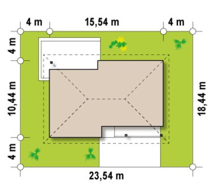 Загородный коттедж с многоскатной крышей