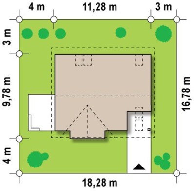 Каркасное решение проекта 4M041 одноэтажного дома с мансардой и балконом