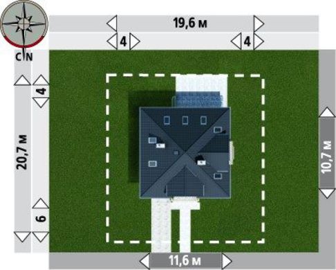 Проект строительства загородного дома 220 m² с многоскатной крышей с эркером